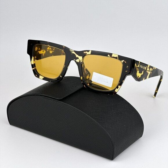 NEW Prada PRA06S 16O10C Tortoise Black Malt Yellow Square Unisex Sunglasses - Picture 2 of 13